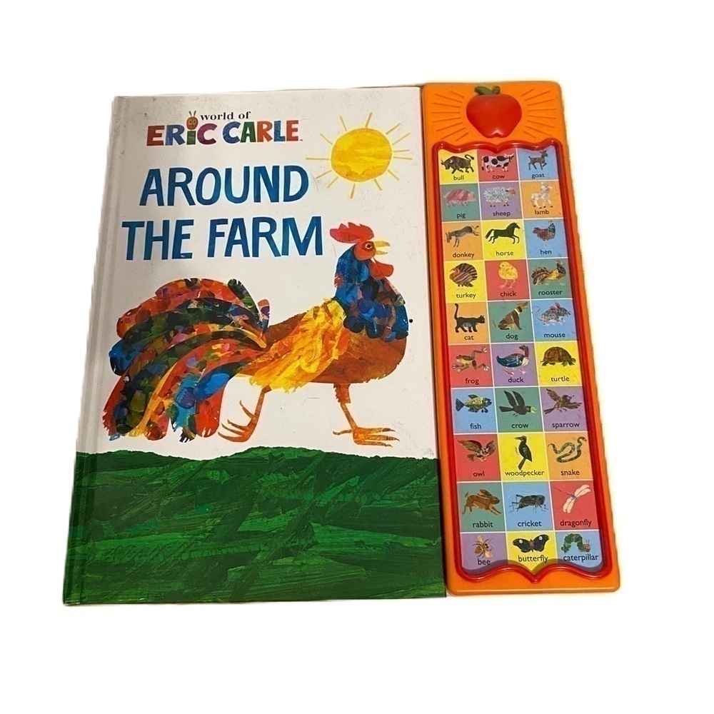 Around the Farm Eric Carle Play A Sound Hardcover Book Animals Cow Goat Cat Dog